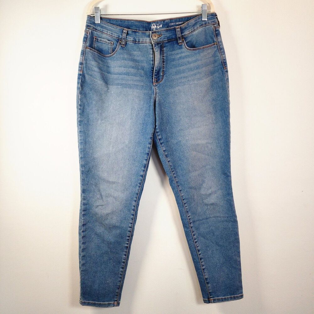 Style & Co Curvy Skinny Leg Jeans 14 Light Wash Stretch Plus Size